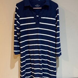 Navy and White Striped Vineyard Vines 3/4 sleeve dress